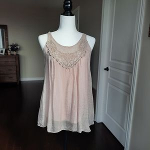 Pink Silk Sleeveless Top Size Small